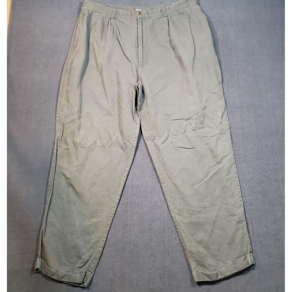 Bugle Boy Khakis Mens 40x30 Olive Green Pleated Ramie Cotton Comfort Fit Pants